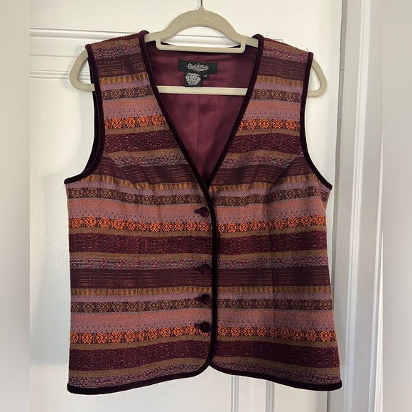 Peck & Peck Vintage Southwestern Boho Tapestry Vest Women’s M Buttons - Picture 1 of 9